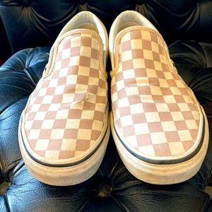 Vans, checkerboard loafer, dusty rose, off white